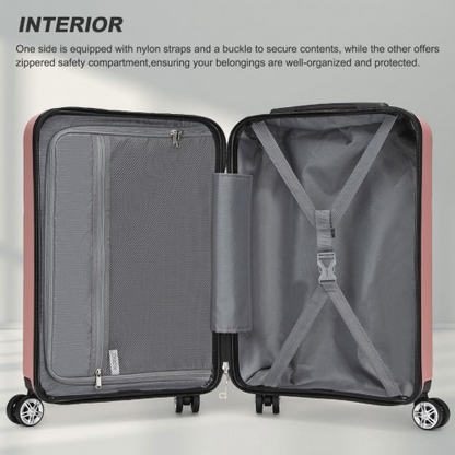 Kono 19 Inch Stylish Hard Shell Cabin Carry-On Suitcase with TSA Lock - Nude