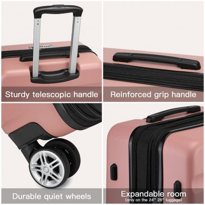 Kono 24" Expandable Hard Shell ABS+PC Check-In Suitcase with TSA Lock - Nude