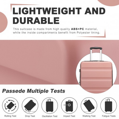 Kono 24" Expandable Hard Shell ABS+PC Check-In Suitcase with TSA Lock - Nude