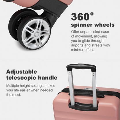 Kono 24" Expandable Hard Shell ABS+PC Check-In Suitcase with TSA Lock - Nude