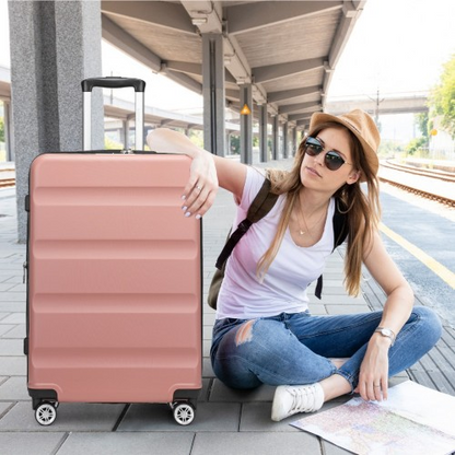 Kono 24" Expandable Hard Shell ABS+PC Check-In Suitcase with TSA Lock - Nude