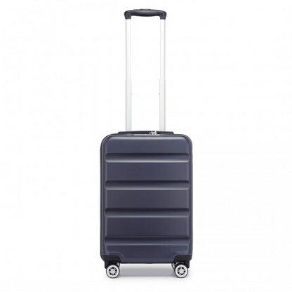 Kono 19 Inch Stylish Horizontal Engraved Hard Shell ABS+PC Cabin Carry-On Suitcase with TSA Lock - Navy