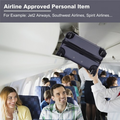 Kono 19 Inch Stylish Horizontal Engraved Hard Shell ABS+PC Cabin Carry-On Suitcase with TSA Lock - Navy