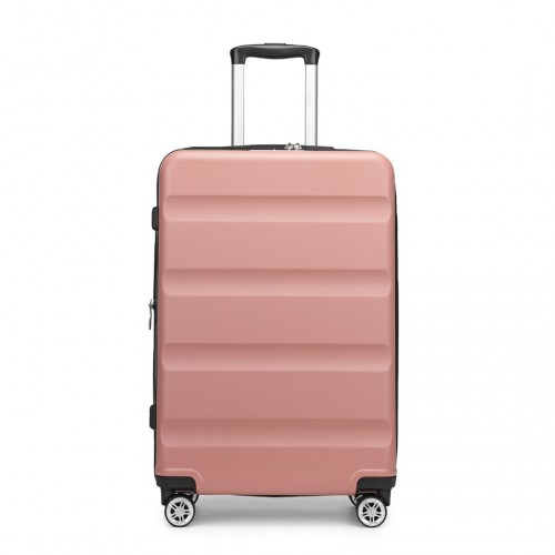 KSK2482 - Kono 28 Inch Expandable Horizontal Engraved Hard Shell ABS+PC Check-In Suitcase with TSA Lock - Nude