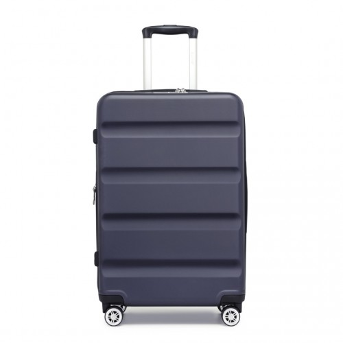 Kono 24 Inch Expandable Horizontal Engraved ABS+PC Check-In Suitcase with TSA Lock - Navy