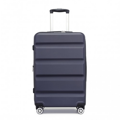 Kono 24 Inch Expandable Horizontal Engraved ABS+PC Check-In Suitcase with TSA Lock - Navy
