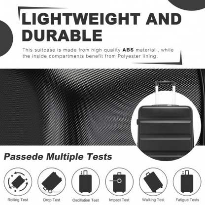 KSK2482 - Kono 28 Inch Expandable Horizontal Engraved Hard Shell ABS+PC Check-In Suitcase with TSA Lock - Black