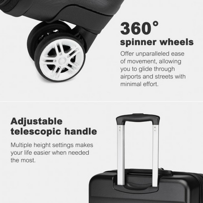 KSK2482 - Kono 28 Inch Expandable Horizontal Engraved Hard Shell ABS+PC Check-In Suitcase with TSA Lock - Black