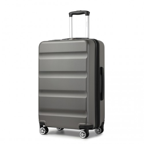 KSK2482 - Kono 28 Inch Expandable Horizontal Engraved Hard Shell ABS+PC Check-In Suitcase with TSA Lock - Grey