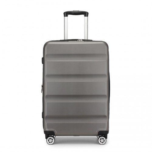 KSK2482 - Kono 28 Inch Expandable Horizontal Engraved Hard Shell ABS+PC Check-In Suitcase with TSA Lock - Grey