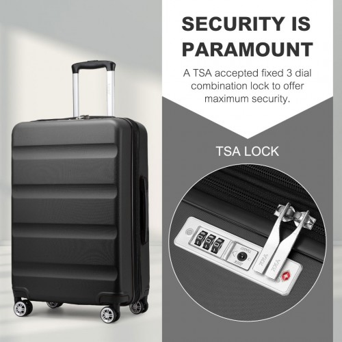 KSK2482 - Kono 28 Inch Expandable Horizontal Engraved Hard Shell ABS+PC Check-In Suitcase with TSA Lock - Grey