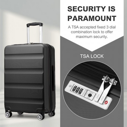 KSK2482 - Kono 28 Inch Expandable Horizontal Engraved Hard Shell ABS+PC Check-In Suitcase with TSA Lock - Grey