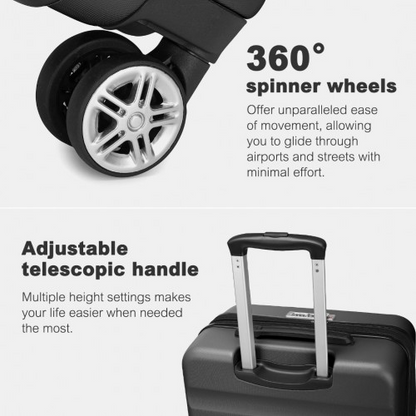 KSK2482 - Kono 28 Inch Expandable Horizontal Engraved Hard Shell ABS+PC Check-In Suitcase with TSA Lock - Grey