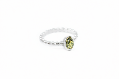Green Amber Bubble Stacking Ring