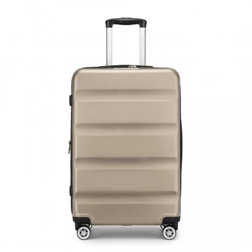 KSK2482 - Kono 28 Inch Expandable Horizontal Engraved Hard Shell ABS+PC Check-In Suitcase with TSA Lock - Gold