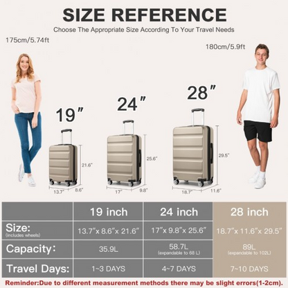 KSK2482 - Kono 28 Inch Expandable Horizontal Engraved Hard Shell ABS+PC Check-In Suitcase with TSA Lock - Gold