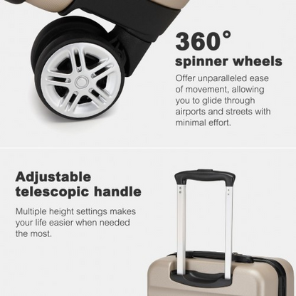 KSK2482 - Kono 28 Inch Expandable Horizontal Engraved Hard Shell ABS+PC Check-In Suitcase with TSA Lock - Gold