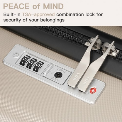 KSK2482 - Kono 28 Inch Expandable Horizontal Engraved Hard Shell ABS+PC Check-In Suitcase with TSA Lock - Gold