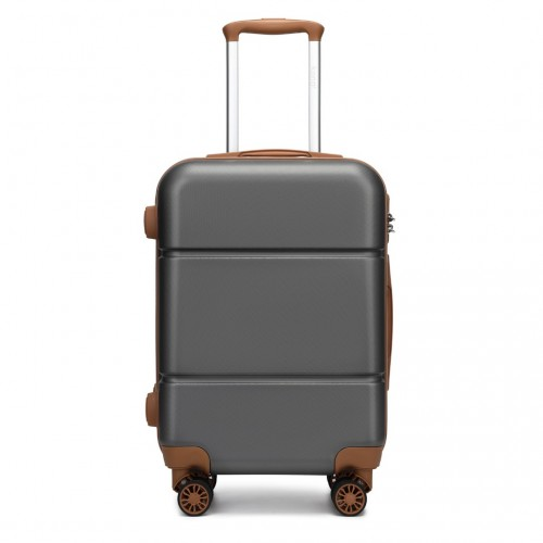 Kono 20 Inch Premium ABS Cabin Carry-On Suitcase with Secure Combination Lock - Grey and Brown