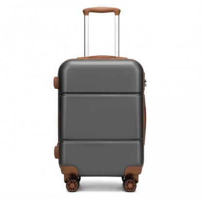 Kono 20 Inch Premium ABS Cabin Carry-On Suitcase with Secure Combination Lock - Grey and Brown