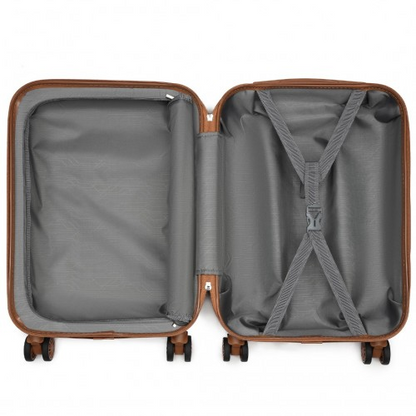 Kono 20 Inch Premium ABS Cabin Carry-On Suitcase with Secure Combination Lock - Grey and Brown