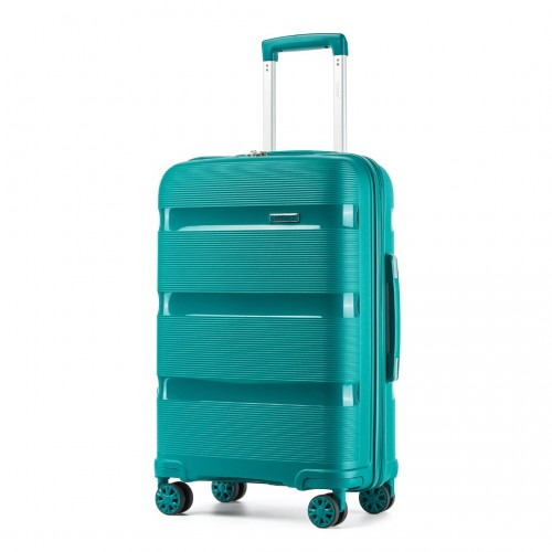 Kono 24-Inch PP Hardshell Suitcase – Durable Checked Luggage with TSA Lock & 360° Spinner Silent Wheels - Blue and Green