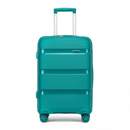 Kono 24-Inch PP Hardshell Suitcase – Durable Checked Luggage with TSA Lock & 360° Spinner Silent Wheels - Blue and Green