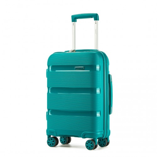 Kono 19-Inch PP Hardshell Carry-On Suitcase – Lightweight Cabin Luggage with TSA Lock & 360° Silent Spinner Wheels - Blue & Green