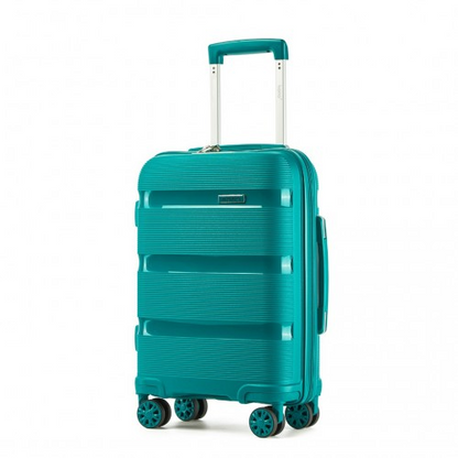 Kono 19-Inch PP Hardshell Carry-On Suitcase – Lightweight Cabin Luggage with TSA Lock & 360° Silent Spinner Wheels - Blue & Green