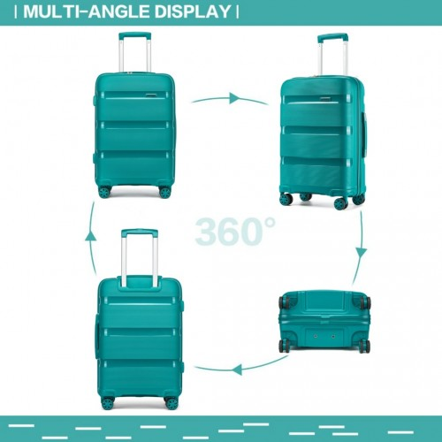 Kono 19-Inch PP Hardshell Carry-On Suitcase – Lightweight Cabin Luggage with TSA Lock & 360° Silent Spinner Wheels - Blue & Green