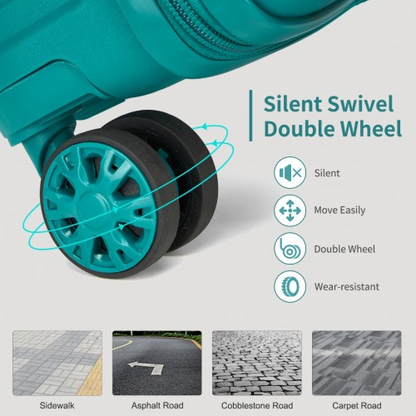 Kono 19-Inch PP Hardshell Carry-On Suitcase – Lightweight Cabin Luggage with TSA Lock & 360° Silent Spinner Wheels - Blue & Green