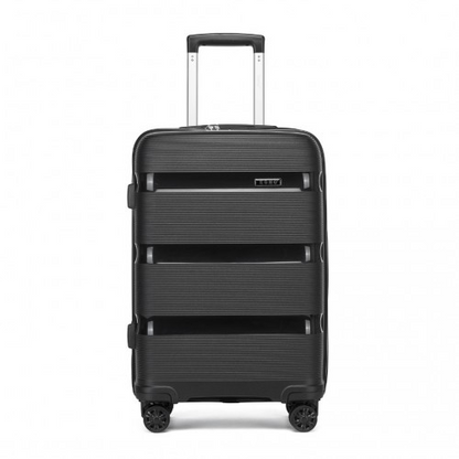 Kono 24-Inch PP Hardshell Suitcase – Durable Black Checked Luggage with TSA Lock & 360° Spinner Silent Wheels