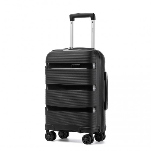 Kono 19-Inch PP Hardshell Carry-On Suitcase – Lightweight Cabin Luggage with TSA Lock & Silent Spinner Wheels – Black