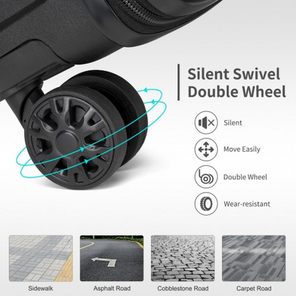 Kono 19-Inch PP Hardshell Carry-On Suitcase – Lightweight Cabin Luggage with TSA Lock & Silent Spinner Wheels – Black