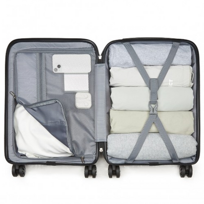 Kono 19-Inch PP Hardshell Carry-On Suitcase – Lightweight Cabin Luggage with TSA Lock & Silent Spinner Wheels – Black