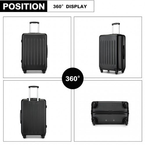 KSK2477 - Kono Durable 28 Inch Expandable ABS+PC Vertical Textured Hard Shell Suitcase with Secure 3-Digit Lock - Black