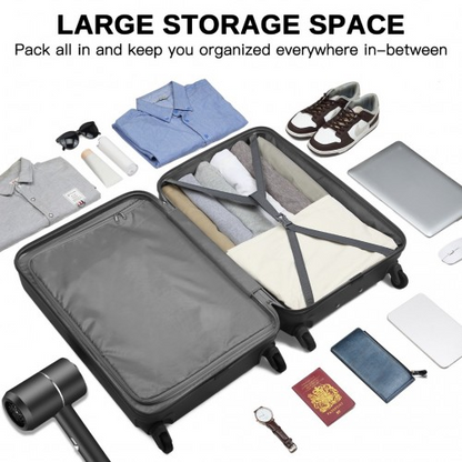 KSK2477 - Kono Durable 28 Inch Expandable ABS+PC Vertical Textured Hard Shell Suitcase with Secure 3-Digit Lock - Black