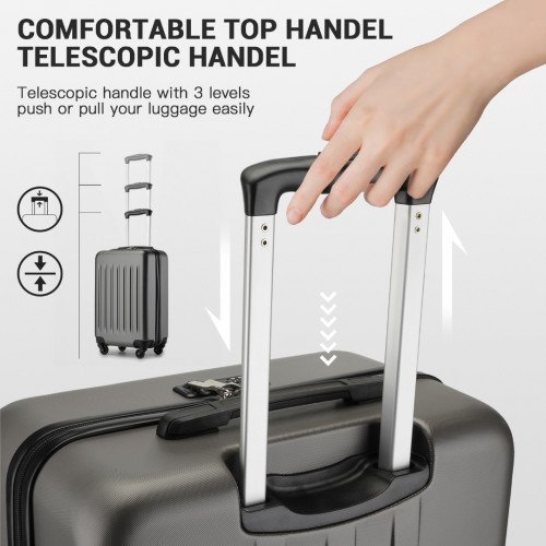 KSK2477 - Kono Durable 28 Inch Expandable ABS+PC Vertical Textured Hard Shell Suitcase with Secure 3-Digit Lock - Grey