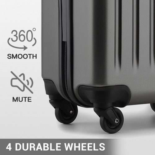 KSK2477 - Kono Durable 28 Inch Expandable ABS+PC Vertical Textured Hard Shell Suitcase with Secure 3-Digit Lock - Grey