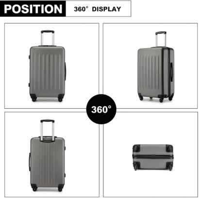 Kono 24-Inch Lightweight Check-in Suitcase - Durable ABS+PC with 3-Digit Secure Lock - Grey