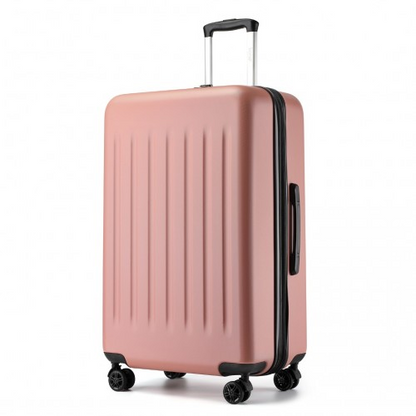KSK2477 - Kono Durable 28 Inch Expandable ABS+PC Vertical Textured Hard Shell Suitcase with Secure 3-Digit Lock - Nude