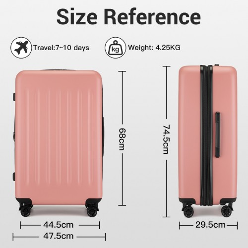KSK2477 - Kono Durable 28 Inch Expandable ABS+PC Vertical Textured Hard Shell Suitcase with Secure 3-Digit Lock - Nude