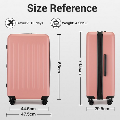 KSK2477 - Kono Durable 28 Inch Expandable ABS+PC Vertical Textured Hard Shell Suitcase with Secure 3-Digit Lock - Nude
