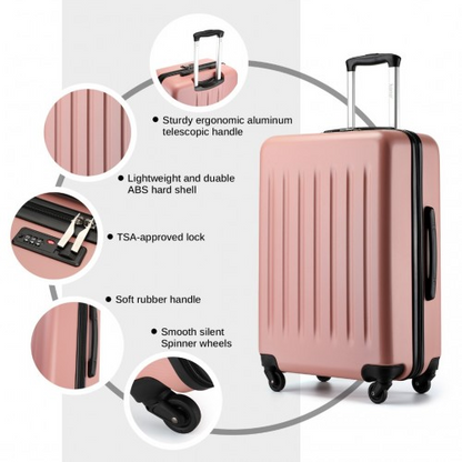 KSK2477 - Kono Durable 28 Inch Expandable ABS+PC Vertical Textured Hard Shell Suitcase with Secure 3-Digit Lock - Nude