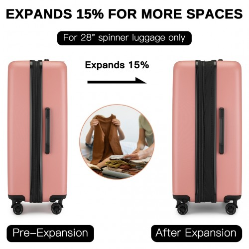 KSK2477 - Kono Durable 28 Inch Expandable ABS+PC Vertical Textured Hard Shell Suitcase with Secure 3-Digit Lock - Nude