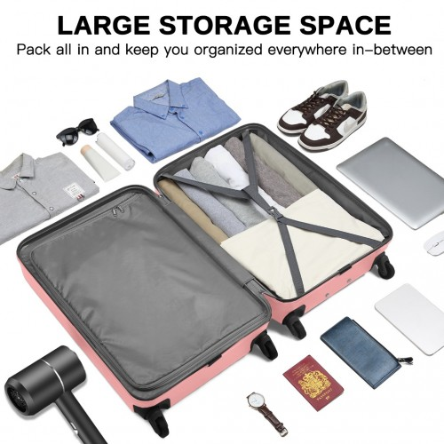 KSK2477 - Kono Durable 28 Inch Expandable ABS+PC Vertical Textured Hard Shell Suitcase with Secure 3-Digit Lock - Nude