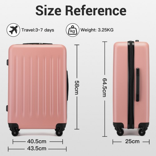 Kono 24 Inch Lightweight ABS+PC Check-in Suitcase with 3-Digit Lock - Nude
