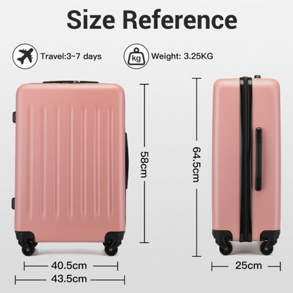 Kono 24 Inch Lightweight ABS+PC Check-in Suitcase with 3-Digit Lock - Nude