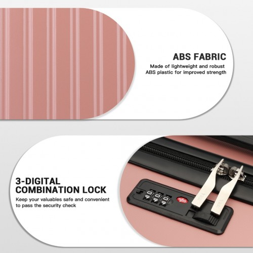 Kono 24 Inch Lightweight ABS+PC Check-in Suitcase with 3-Digit Lock - Nude