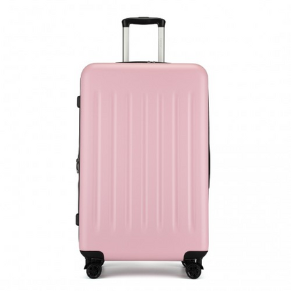 KSK2477 - Kono Durable 28 Inch Expandable ABS+PC Vertical Textured Hard Shell Suitcase with Secure 3-Digit Lock - Pink